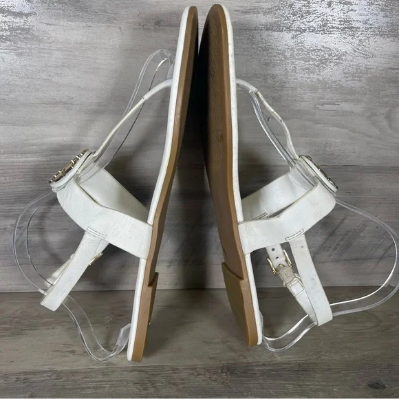 Tory Burch Womens 8 White Bryce Flat Thong Sandals Casual Logo Beach - Picture 9 of 12